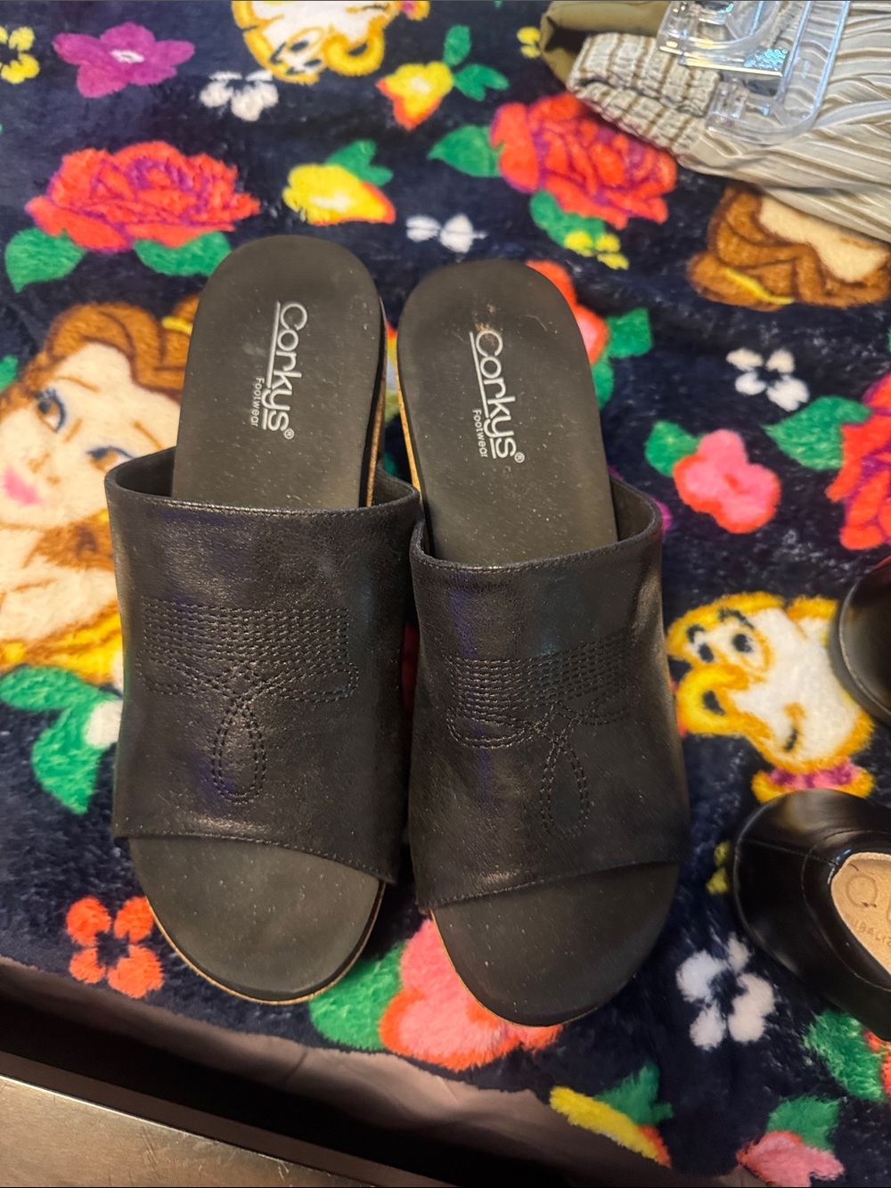 Corkys Women's Black Slide Mules